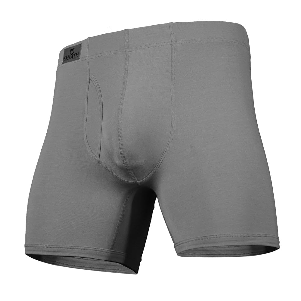 SHEATH 3.21 Men's Boxer Brief Underwear with Dual Support Pouch | Moisture Wicking Breathable Cooling Modal (5" Inseam)