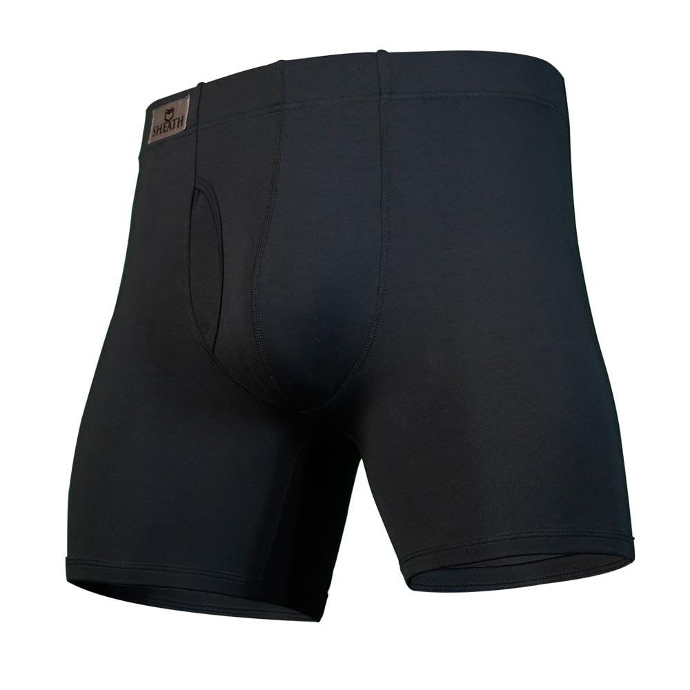 SHEATH 3.21 Men's Boxer Brief Underwear with Dual Support Pouch | Moisture Wicking Breathable Cooling Modal (5" Inseam)