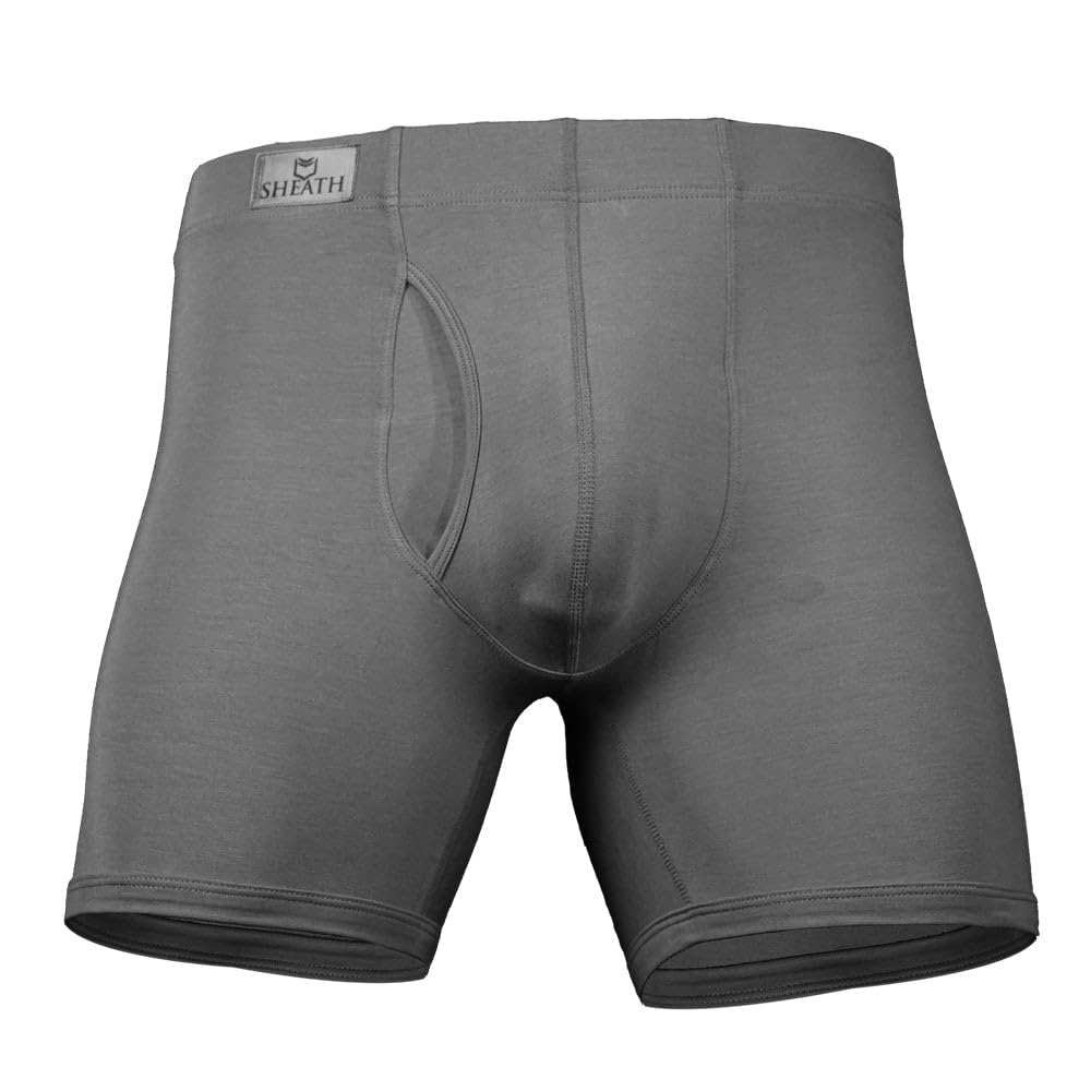 SHEATH 3.21 Men's Boxer Brief Underwear with Dual Support Pouch | Moisture Wicking Breathable Cooling Modal (5" Inseam)