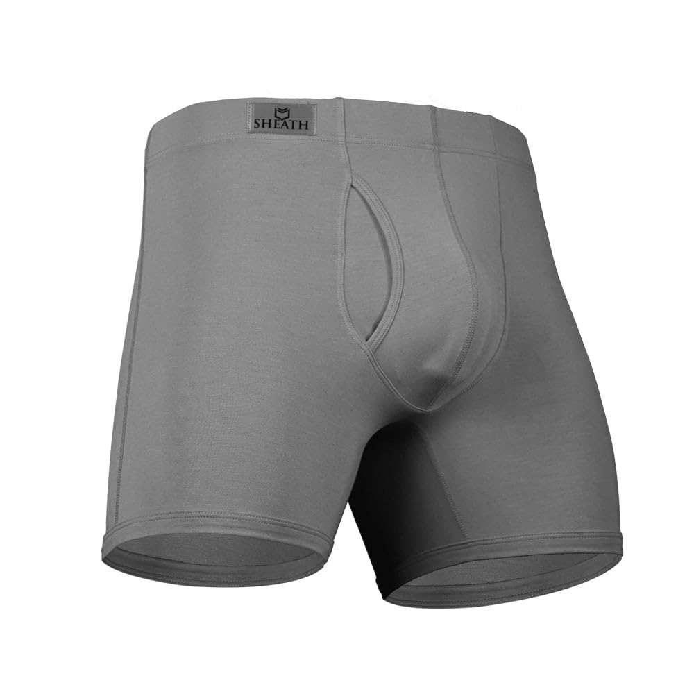 SHEATH 3.21 Men's Boxer Brief Underwear with Dual Support Pouch | Moisture Wicking Breathable Cooling Modal (5" Inseam)