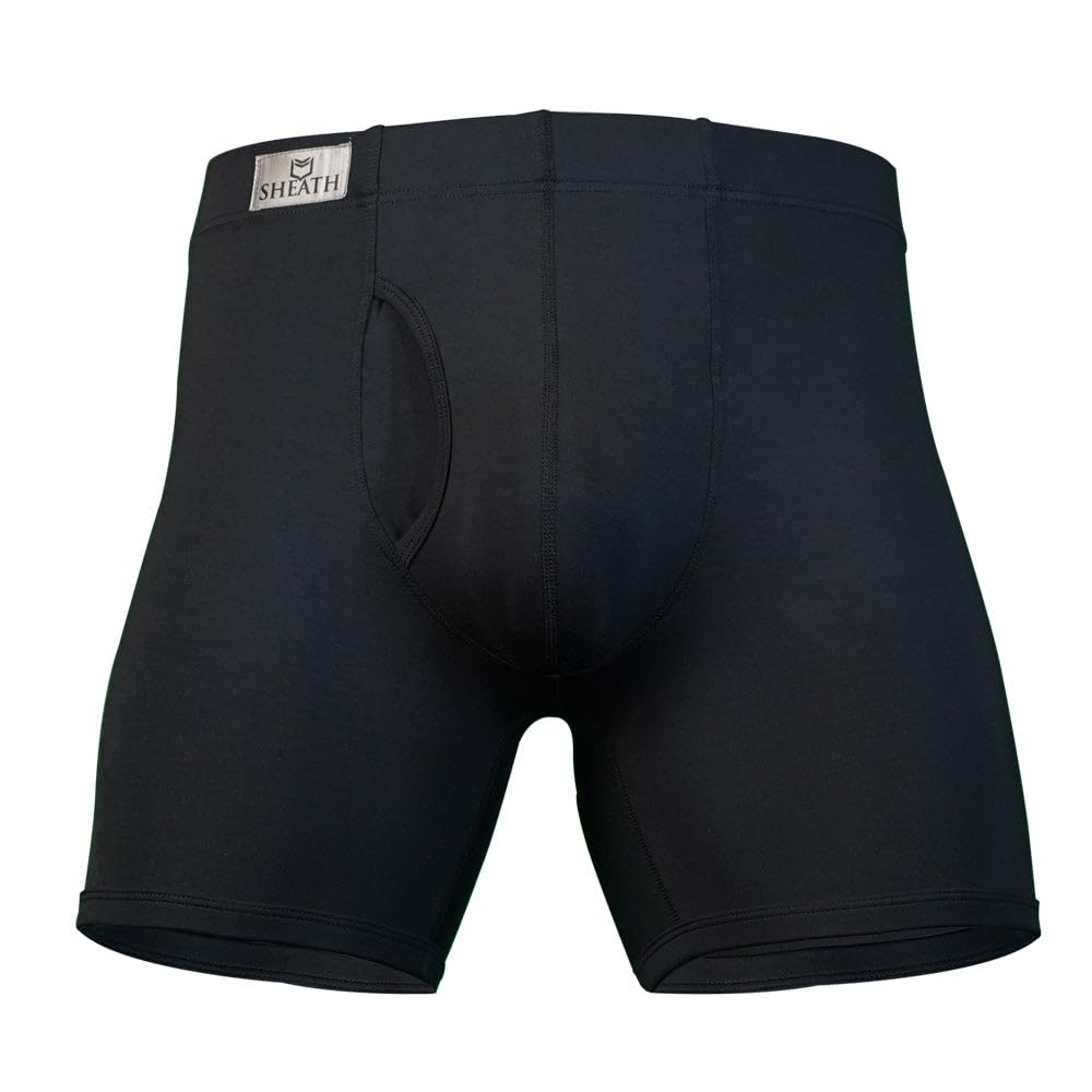 SHEATH 3.21 Men's Boxer Brief Underwear with Dual Support Pouch | Moisture Wicking Breathable Cooling Modal (5" Inseam)