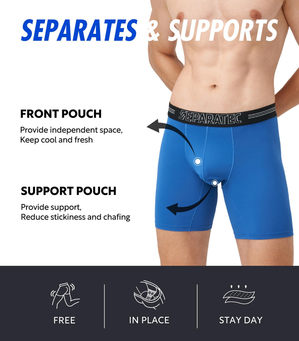 Separatec Dual Pouch Underwear for Men Moisture Wicking Men's Boxer Briefs with Ball Pouch, Printed Underwear 3 or 5 Pack