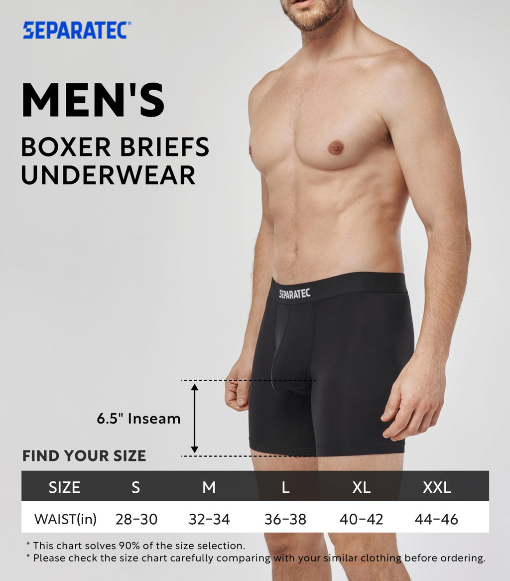 Separatec Dual Pouch Underwear for Men Moisture Wicking Men's Boxer Briefs with Ball Pouch, Printed Underwear 3 or 5 Pack