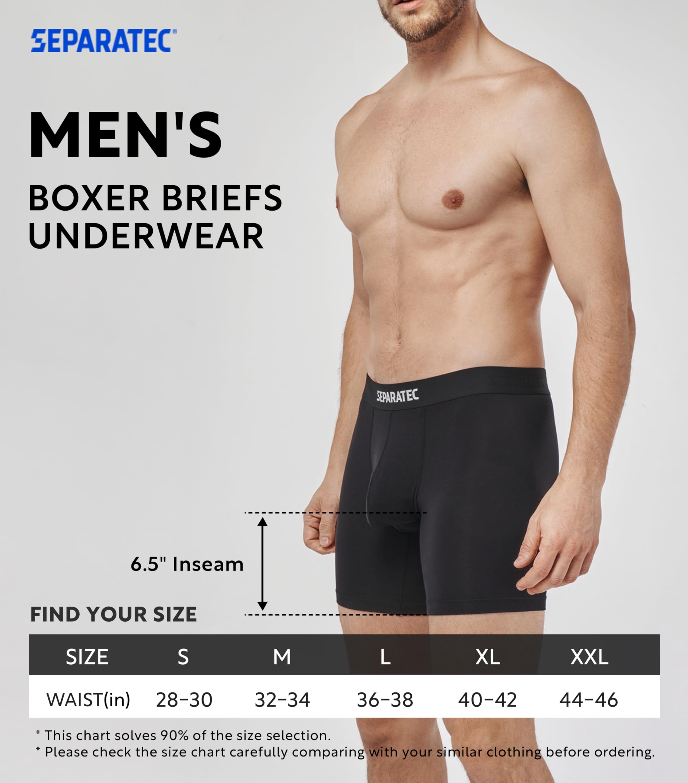 Separatec Dual Pouch Underwear for Men Moisture Wicking Men's Boxer Briefs with Ball Pouch, Printed Underwear 3 or 5 Pack