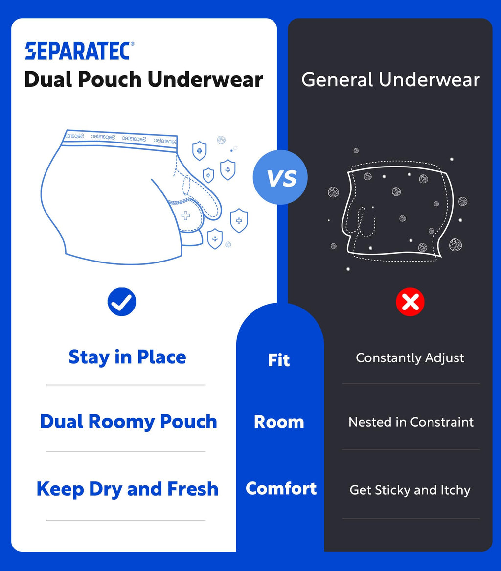 Separatec Dual Pouch Underwear for Men Moisture Wicking Men's Boxer Briefs with Ball Pouch, Printed Underwear 3 or 5 Pack