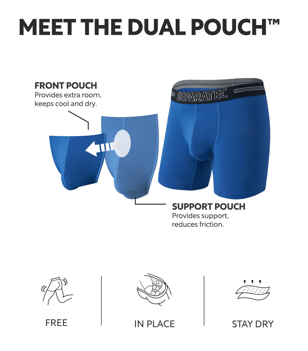 Separatec Dual Pouch Underwear for Men Moisture Wicking Men's Boxer Briefs with Ball Pouch, Printed Underwear 3 or 5 Pack