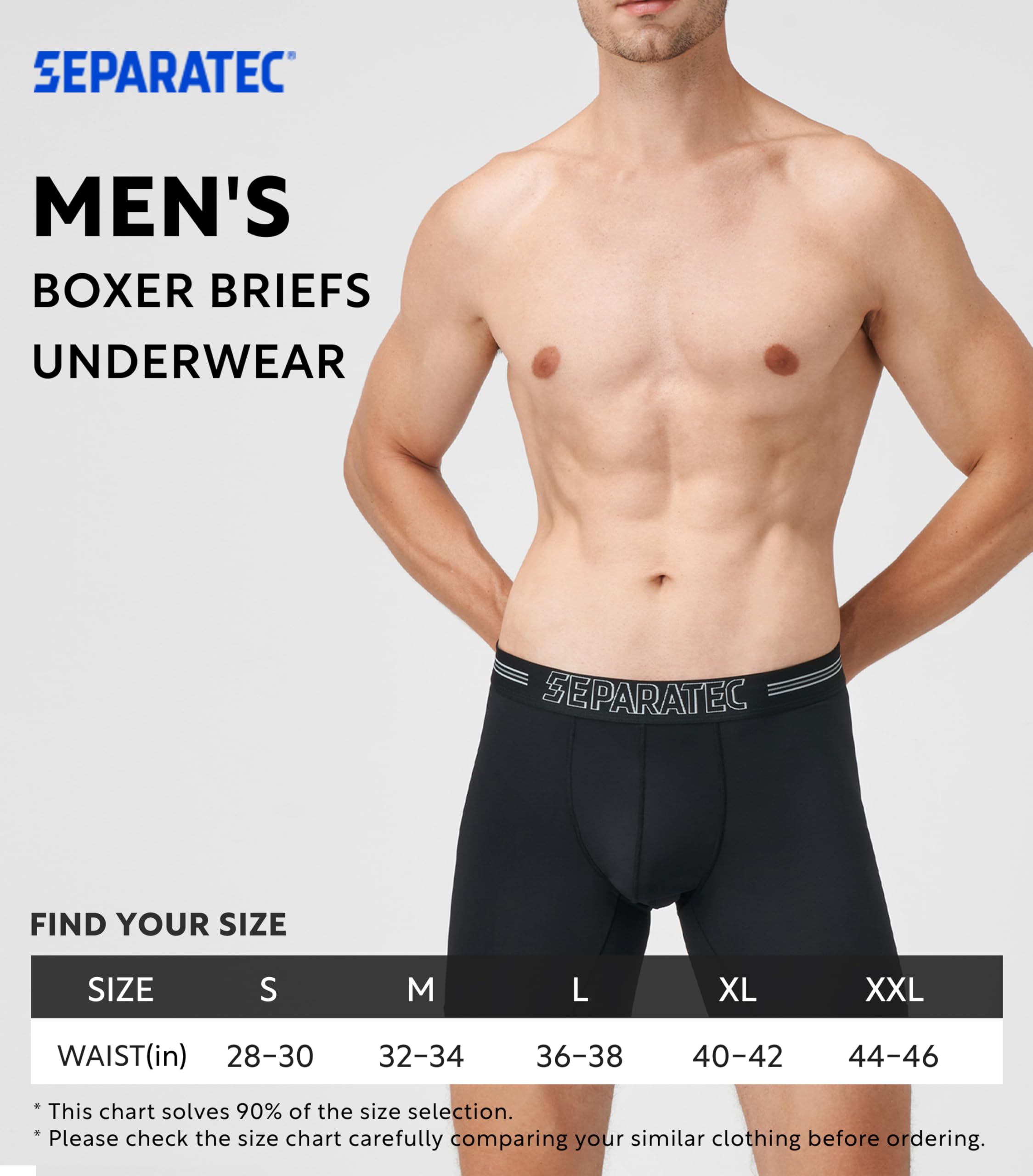 Separatec Dual Pouch Underwear for Men Moisture Wicking Men's Boxer Briefs with Ball Pouch, Printed Underwear 3 or 5 Pack