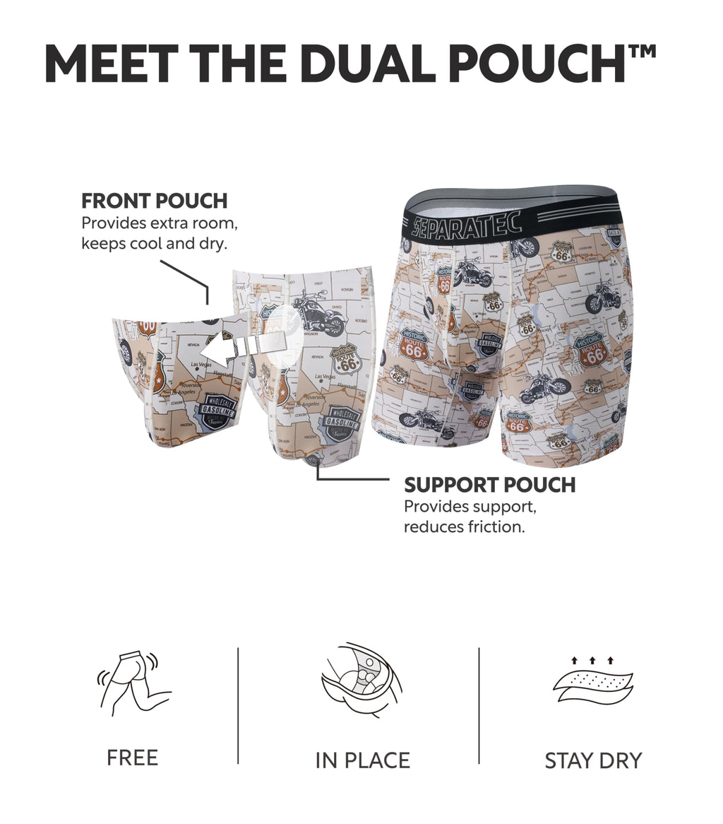 Separatec Dual Pouch Underwear for Men Moisture Wicking Men's Boxer Briefs with Ball Pouch, Printed Underwear 3 or 5 Pack
