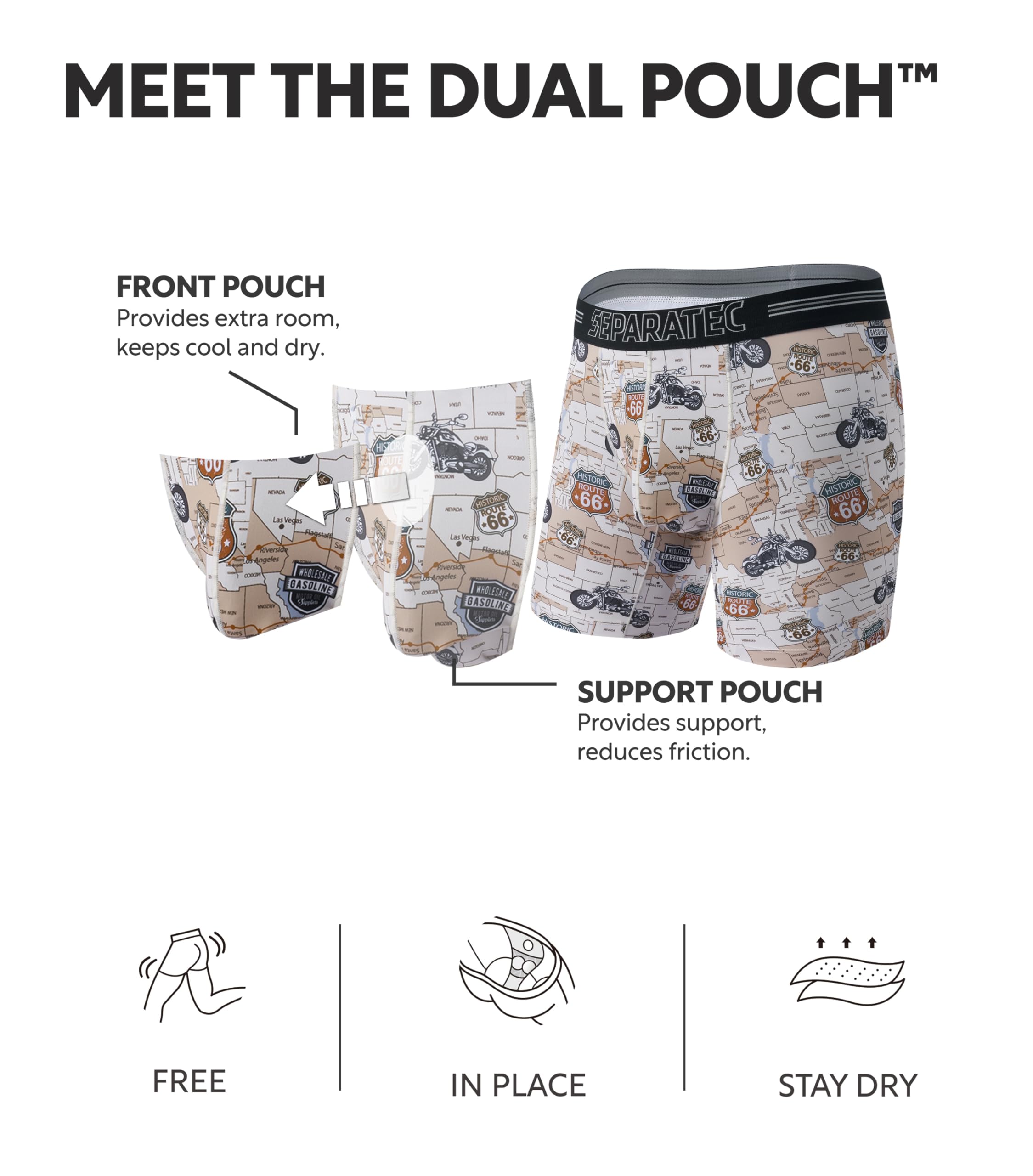 Separatec Dual Pouch Underwear for Men Moisture Wicking Men's Boxer Briefs with Ball Pouch, Printed Underwear 3 or 5 Pack