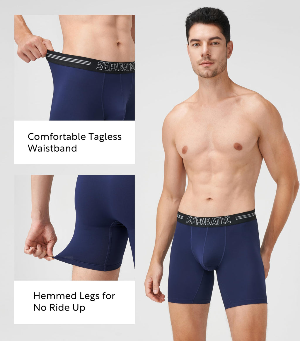 Separatec Dual Pouch Underwear for Men Moisture Wicking Men's Boxer Briefs with Ball Pouch, Printed Underwear 3 or 5 Pack