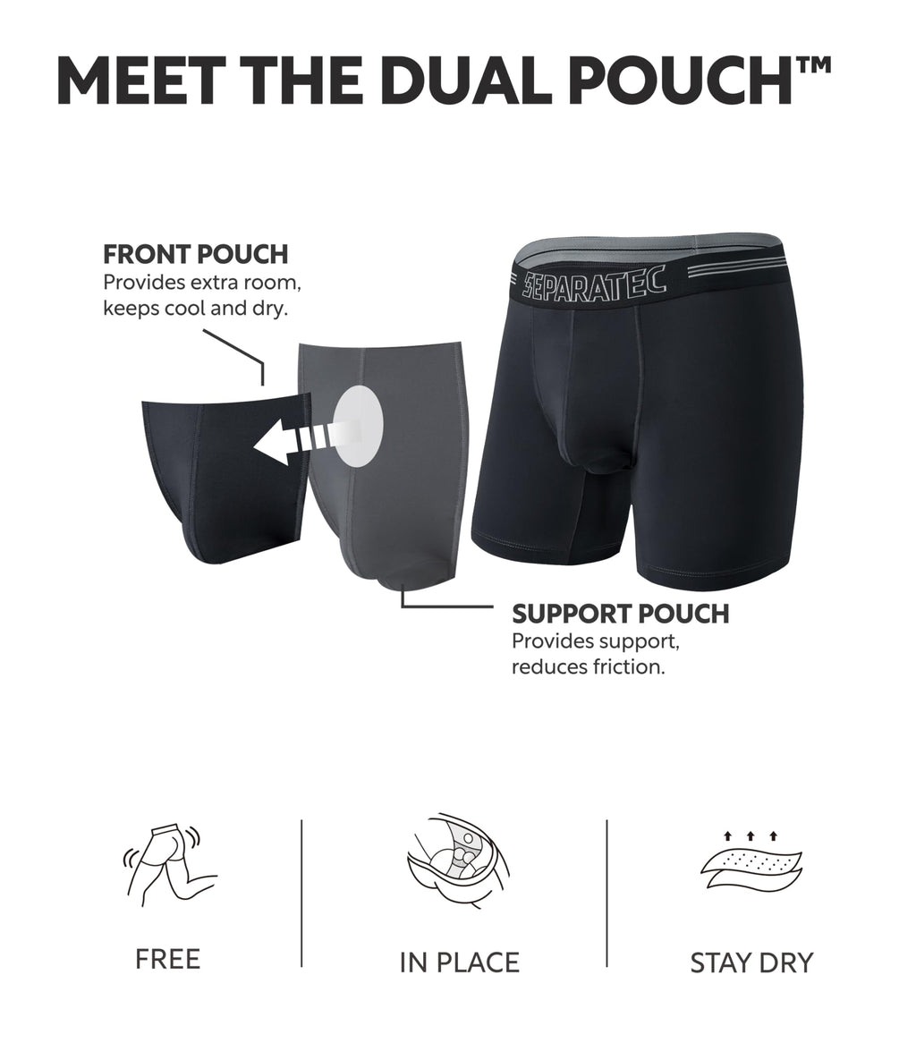 Separatec Dual Pouch Underwear for Men Moisture Wicking Men's Boxer Briefs with Ball Pouch, Printed Underwear 3 or 5 Pack