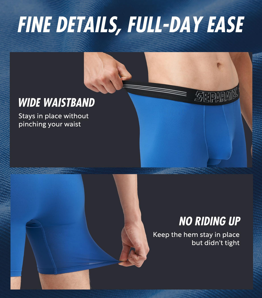 Separatec Dual Pouch Underwear for Men Moisture Wicking Men's Boxer Briefs with Ball Pouch, Printed Underwear 3 or 5 Pack