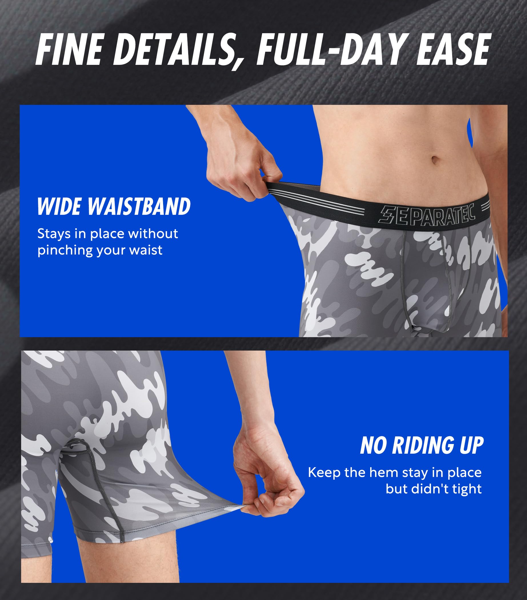 Separatec Dual Pouch Underwear for Men Moisture Wicking Men's Boxer Briefs with Ball Pouch, Printed Underwear 3 or 5 Pack