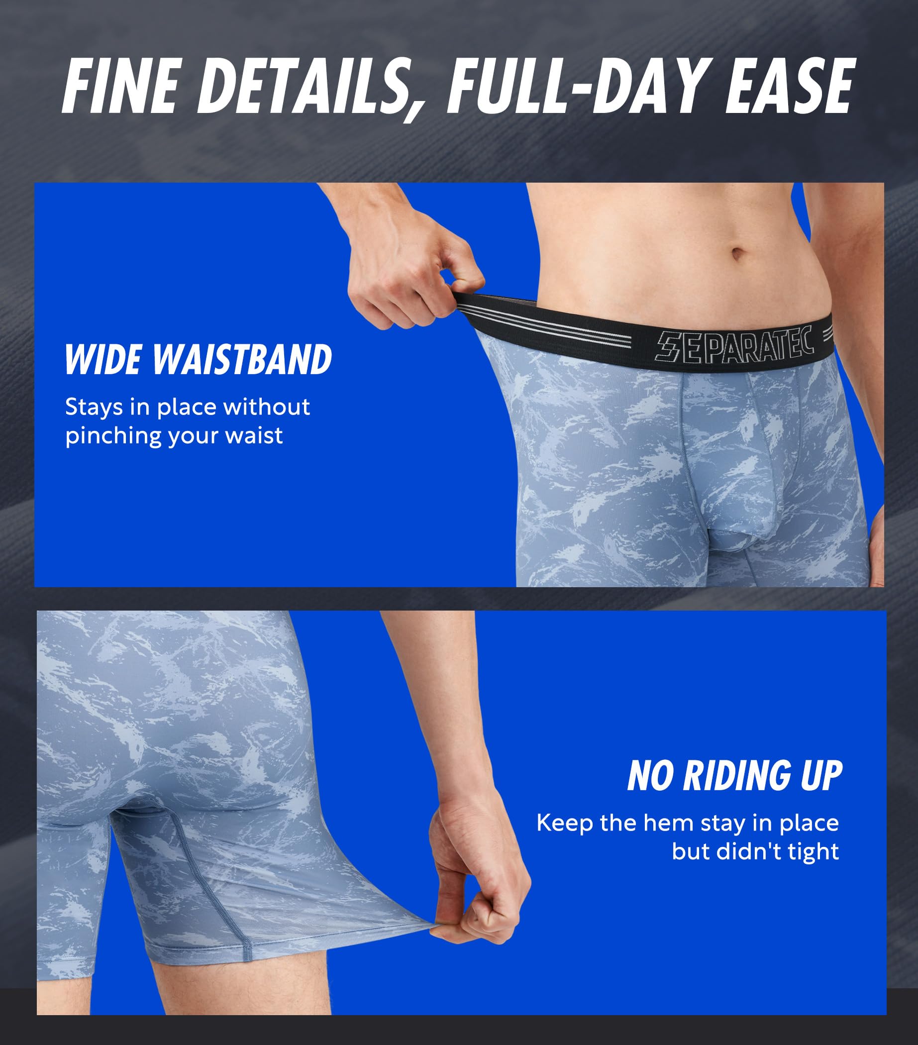 Separatec Dual Pouch Underwear for Men Moisture Wicking Men's Boxer Briefs with Ball Pouch, Printed Underwear 3 or 5 Pack