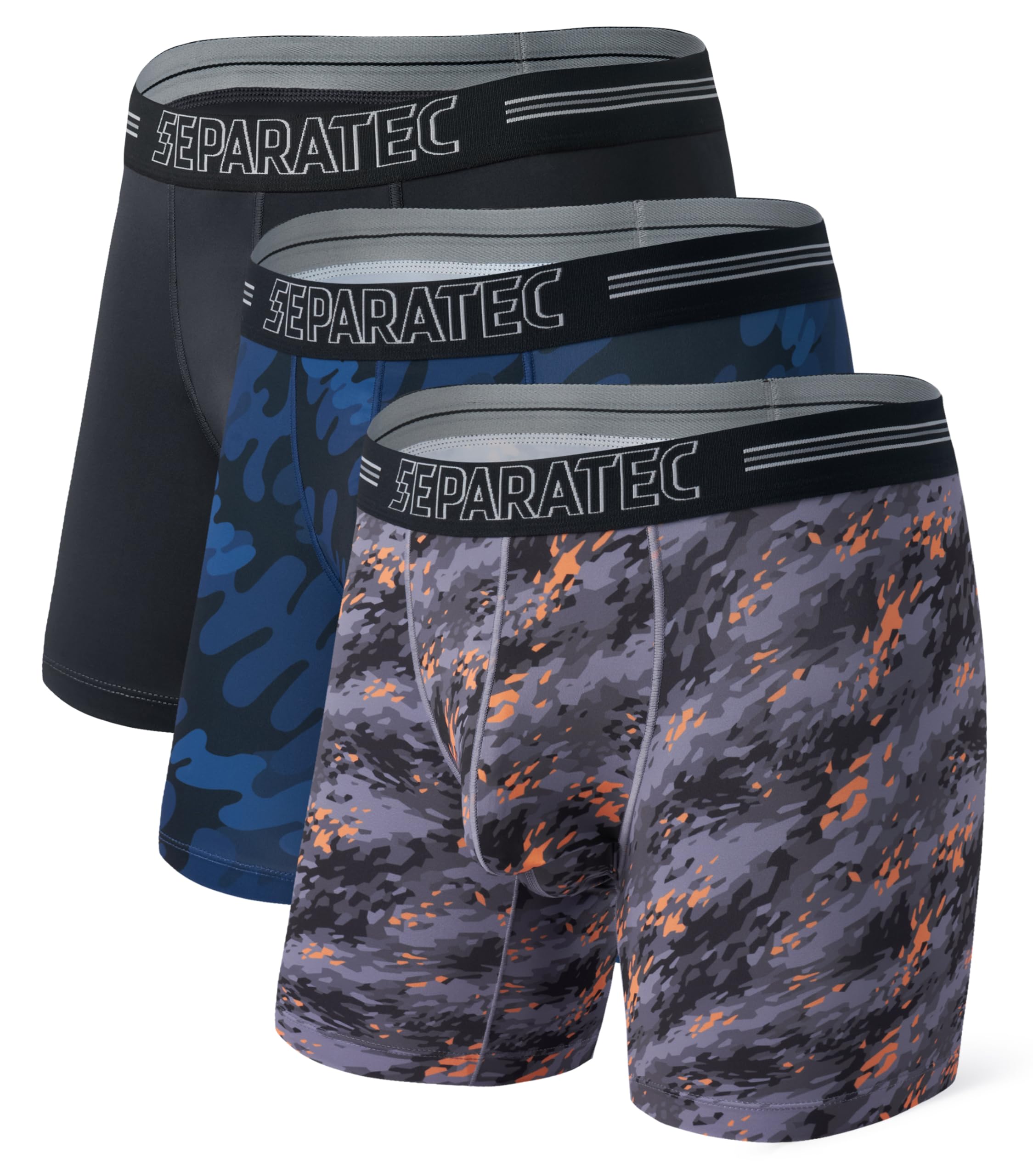Separatec Dual Pouch Underwear for Men Moisture Wicking Men's Boxer Briefs with Ball Pouch, Printed Underwear 3 or 5 Pack