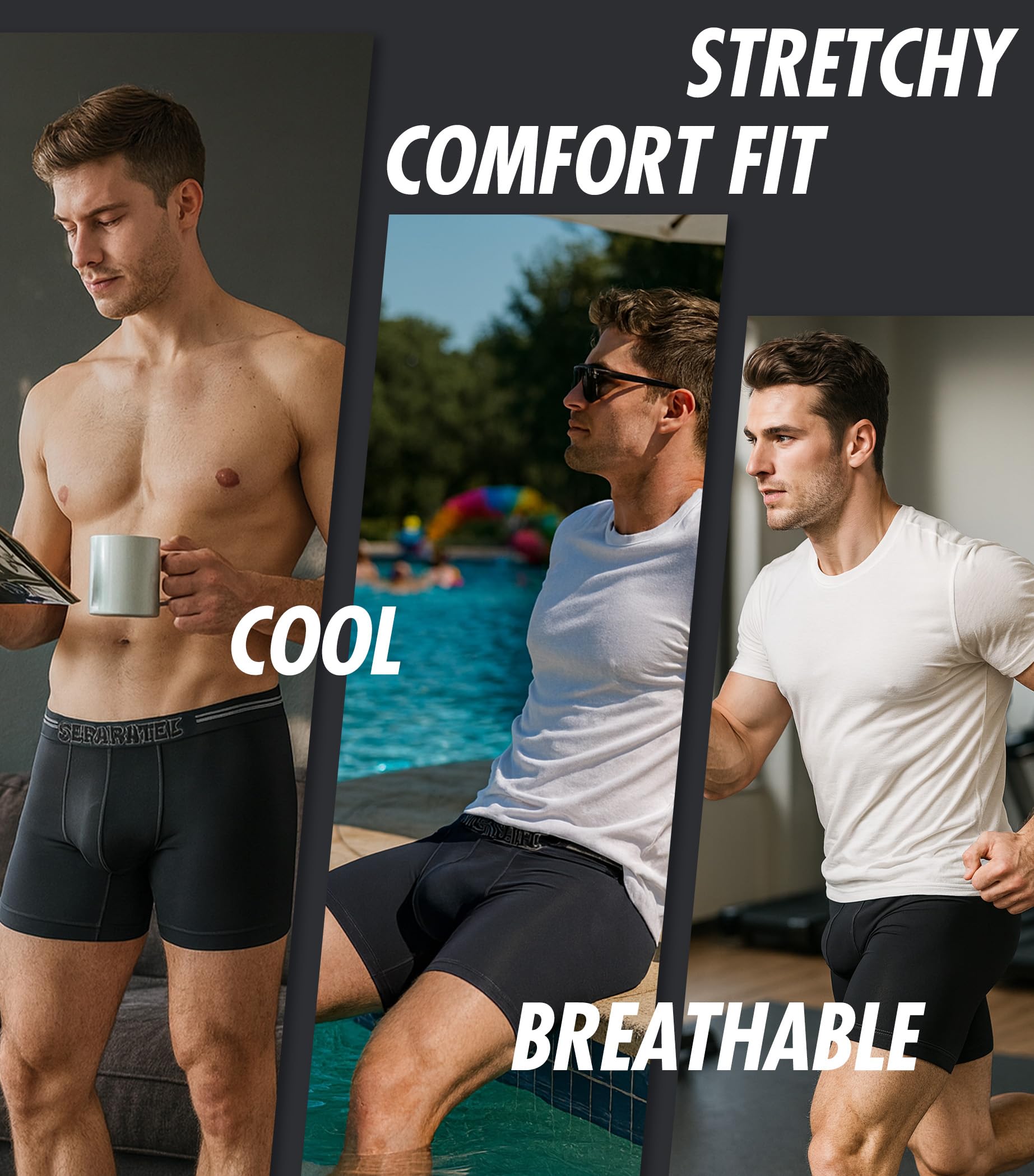 Separatec Dual Pouch Underwear for Men Moisture Wicking Men's Boxer Briefs with Ball Pouch, Printed Underwear 3 or 5 Pack