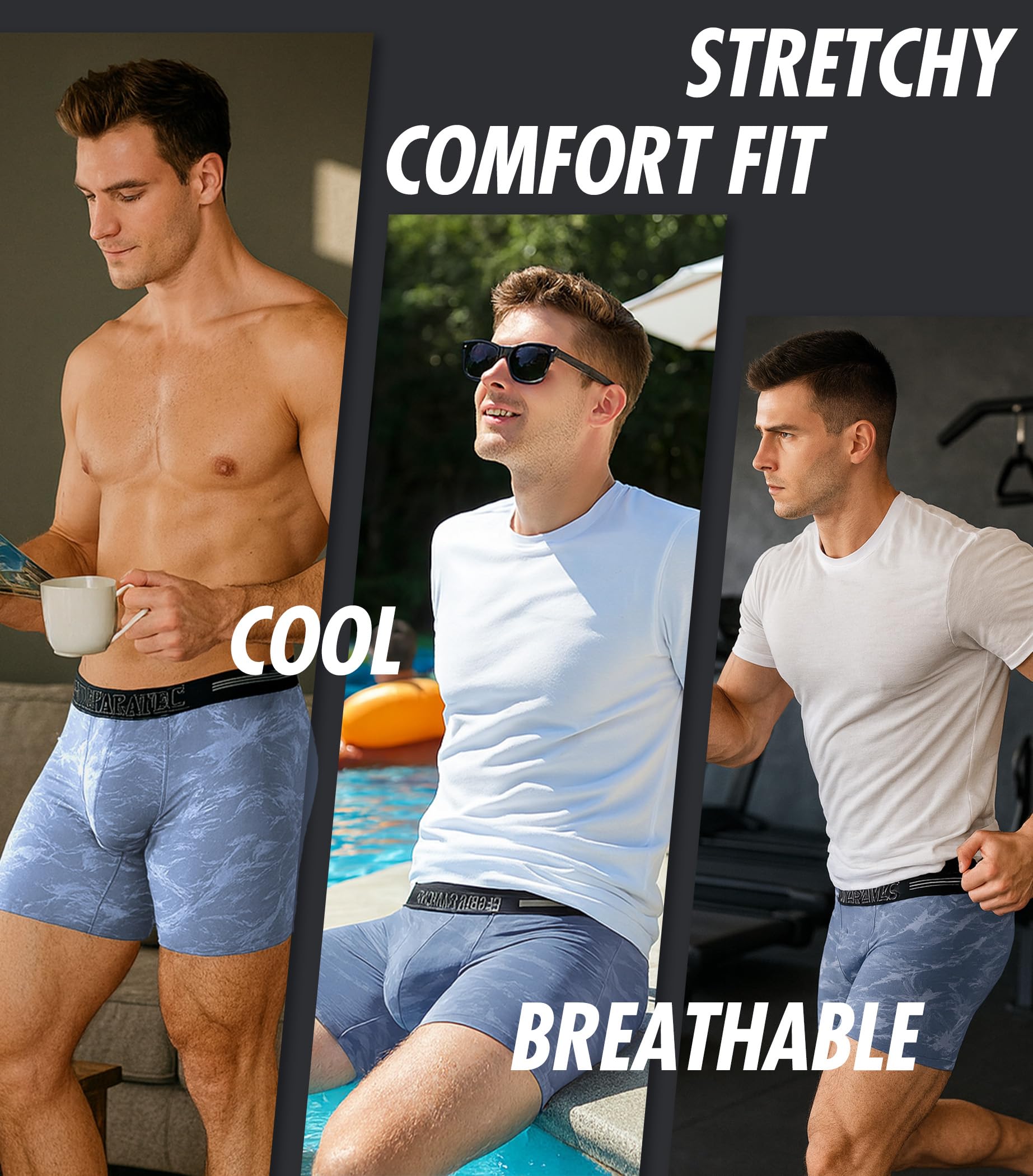 Separatec Dual Pouch Underwear for Men Moisture Wicking Men's Boxer Briefs with Ball Pouch, Printed Underwear 3 or 5 Pack