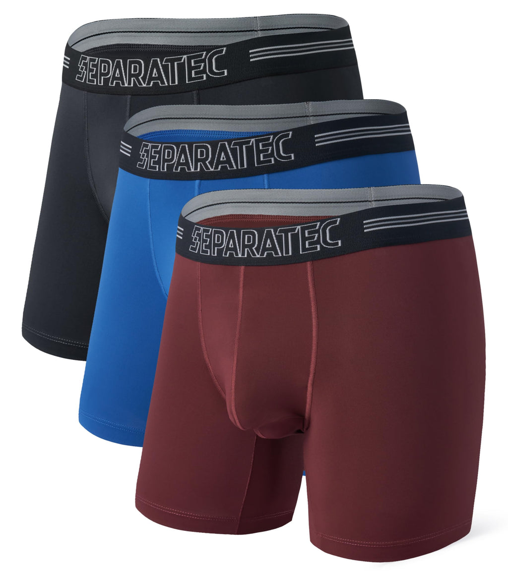 Separatec Dual Pouch Underwear for Men Moisture Wicking Men's Boxer Briefs with Ball Pouch, Printed Underwear 3 or 5 Pack