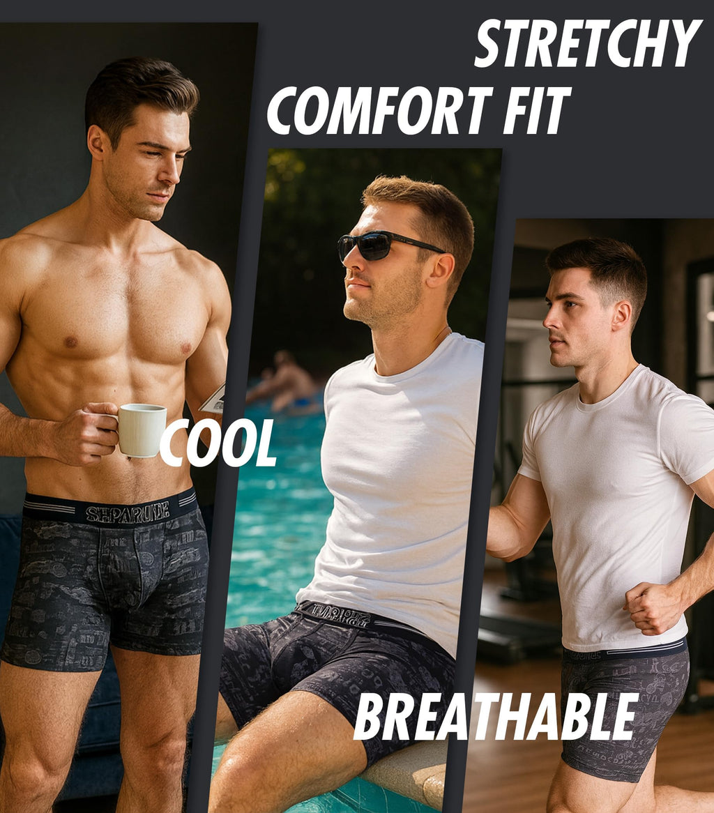 Separatec Dual Pouch Underwear for Men Moisture Wicking Men's Boxer Briefs with Ball Pouch, Printed Underwear 3 or 5 Pack