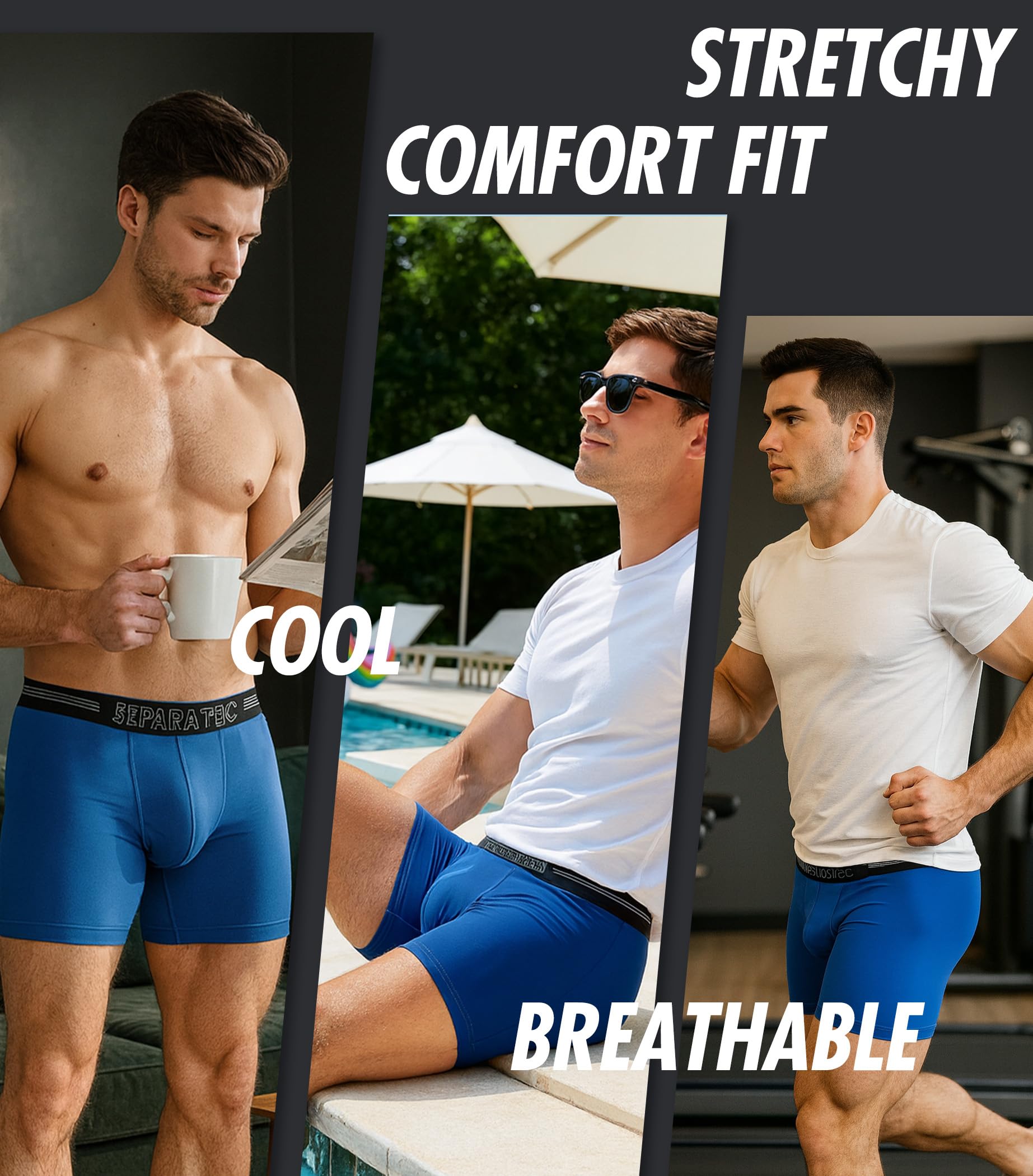 Separatec Dual Pouch Underwear for Men Moisture Wicking Men's Boxer Briefs with Ball Pouch, Printed Underwear 3 or 5 Pack
