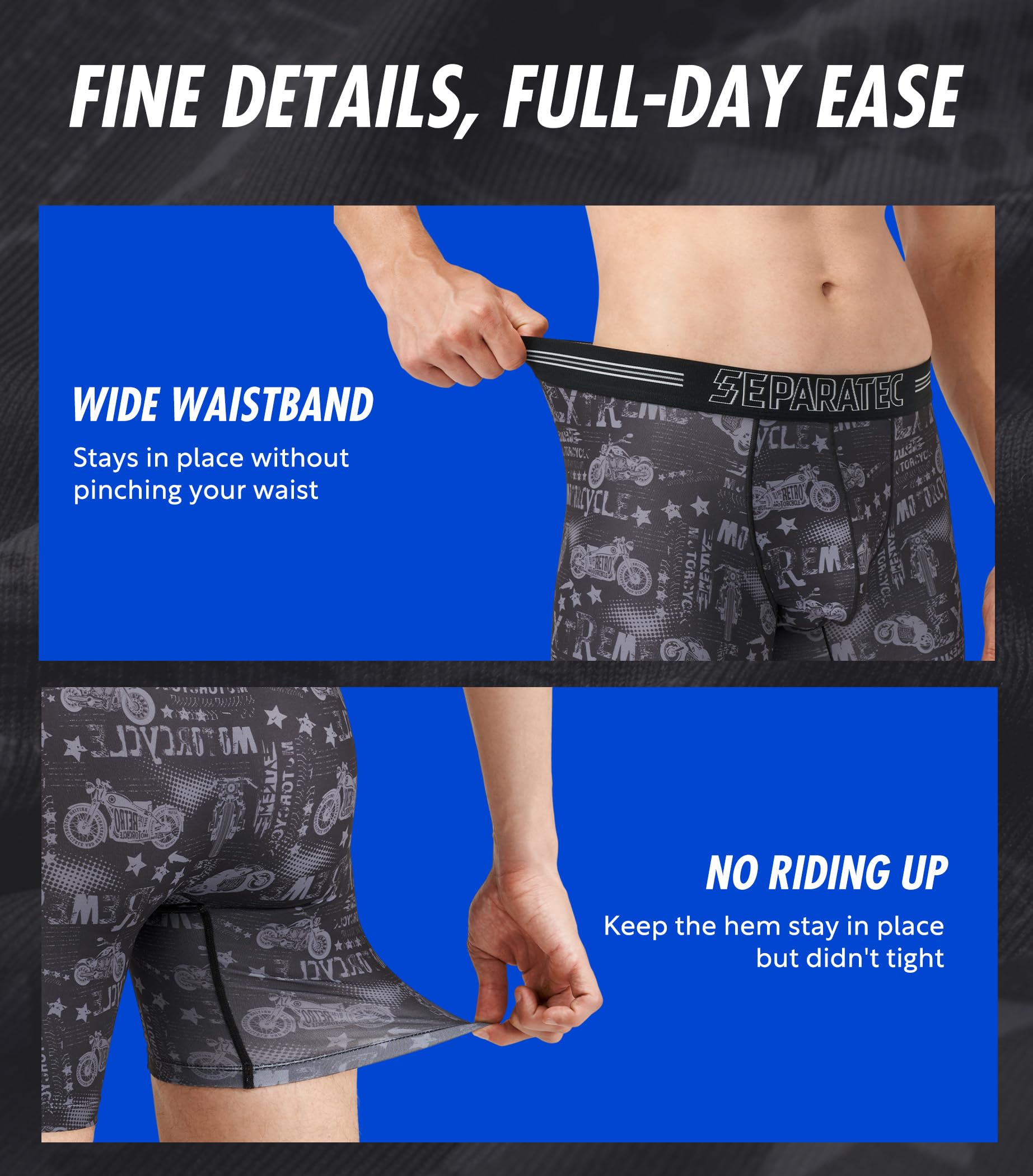 Separatec Dual Pouch Underwear for Men Moisture Wicking Men's Boxer Briefs with Ball Pouch, Printed Underwear 3 or 5 Pack