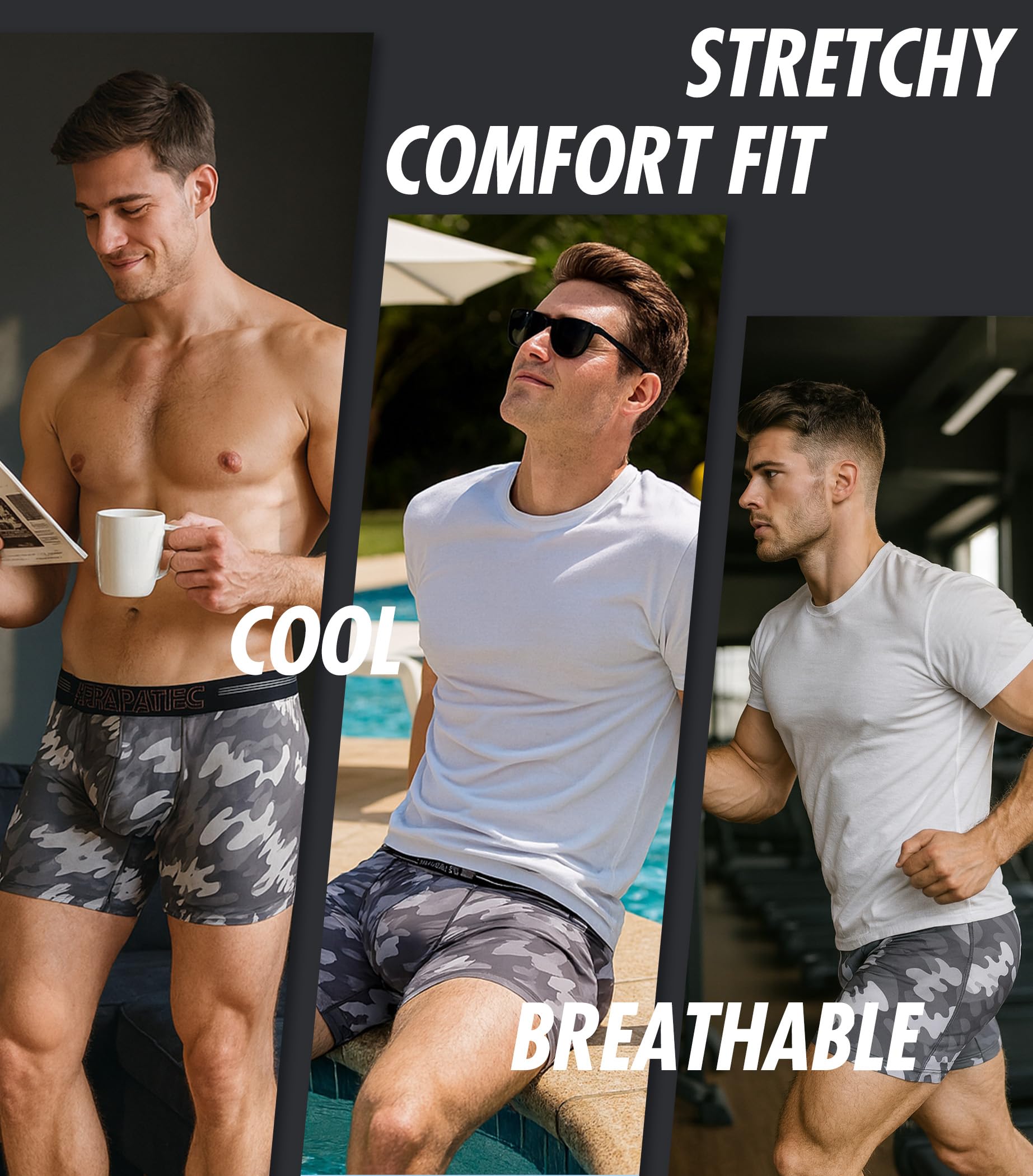 Separatec Dual Pouch Underwear for Men Moisture Wicking Men's Boxer Briefs with Ball Pouch, Printed Underwear 3 or 5 Pack