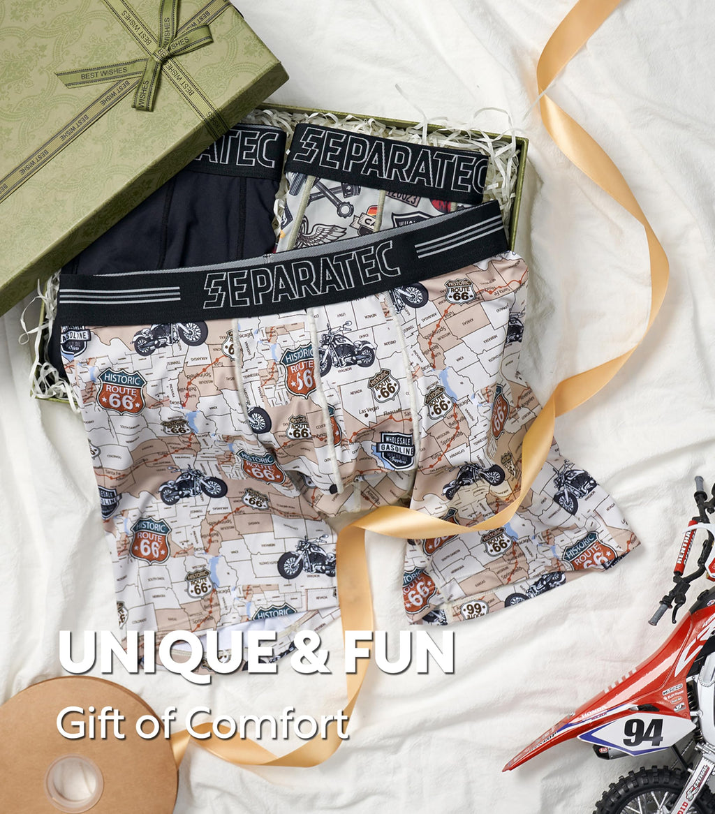Separatec Dual Pouch Underwear for Men Moisture Wicking Men's Boxer Briefs with Ball Pouch, Printed Underwear 3 or 5 Pack